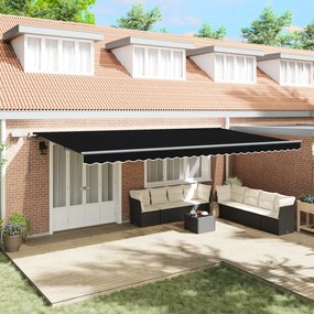 Toldo Retrátil Manual com LED Preto 600x350 cm