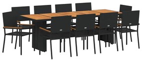 Conjunto de Jantar para Jardim 11 pcs Preto 10 Lugares