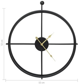 Relógio de parede 52 cm ferro preto
