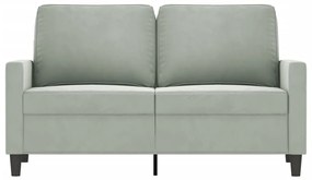 Sofá de 2 lugares 120 cm veludo cinzento-claro