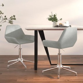 vidaXL Cadeiras de jantar giratórias 2 pcs tecido cinzento-claro