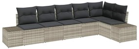 Conjunto de Sofá de Jardim com 6 Peças e Almofadas Cinza Claro