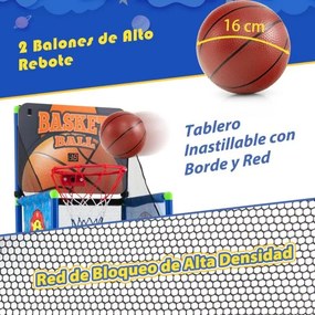 Jogo de basquetebol para crianças com marcador eletrónico e efeitos sonoros 80,5 x 41,5 x 135 cm azul