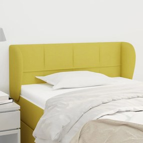 vidaXL Cabeceira de cama c/ abas tecido 83x23x78/88 cm verde