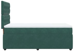 Cama com molas/colchão 90x190 cm veludo verde-escuro