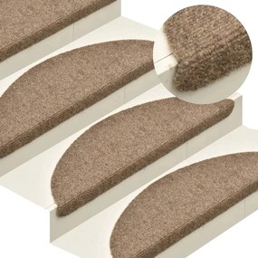 322355 vidaXL Tapetes de escada adesivos 15 pcs 65x21x4 cm agulhado creme