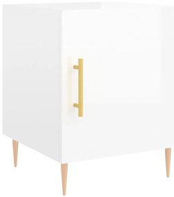 Mesa cabeceira 2pcs 40x40x50cm deriv. madeira branco brilhante
