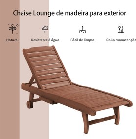 Espreguiçadeira de Madeira para Exterior Cadeira Reclinável de Jardim