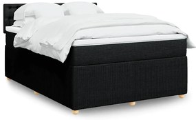 vidaXL Cama com molas/colchão 140x190 cm tecido preto