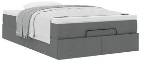 Estrutura cama otomana colchão 120x200cm tecido cinzento escuro
