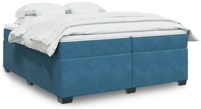 vidaXL Cama com molas/colchão 200x200 cm veludo azul-escuro