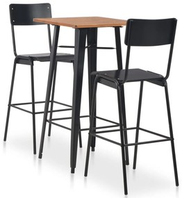 vidaXL 3 pcs conjunto de bar em aço preto