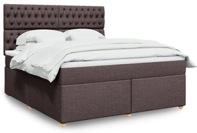 vidaXL Cama com molas/colchão 180x200 cm tecido castanho-escuro