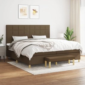 vidaXL Cama com molas/colchão 200x200 cm tecido castanho-escuro