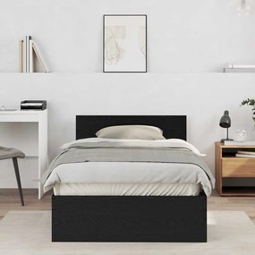 vidaXL Estrutura de Cama com Cabeceira Carvalho Preto 100 x 200 cm