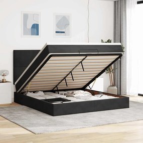 Estrutura cama otomana colchões 180x200 cm cinzento escuro
