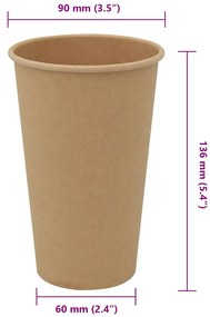 Copos de café de papel 1000 pcs 16oz 400ml castanho