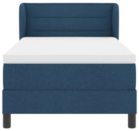 Cama Box Spring vidaXL com Colchão Azul 90x200 cm Tecido