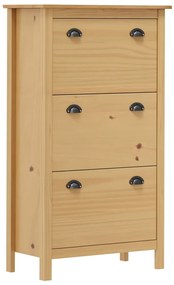 vidaXL Sapateira Hill 72x35x124cm pinho maciço castanho mel