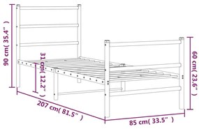 Estrutura de cama com cabeceira e pés 80x200 cm metal preto