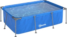 Outsunny Piscina Retangular com Estrutura Metálica e Bomba de Filtro, 260 x 181 x 67 cm, Azul | Aosom Portugal