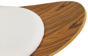 Poltrona NORDIC – Pau Rosa e Pele Sintética Branca – 89x79x76 cm