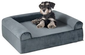 Cama para cães 102 x 81 x 30,5 cm de gel refrescante com fundo antiderrapante Suporte de espuma espessa de 2 camadas Capa removível Cinza