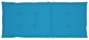 Cadeiras de jardim c/ almofadões azuis 2 pcs teca maciça