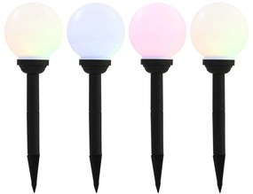 vidaXL Candeeiro solar de exterior LED 4 pcs esférico 15 cm RGB