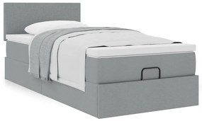 Cama otomana com colchão 90x200 cm tecido cinzento claro