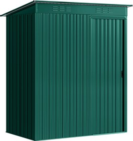 Outsunny Casinha de Jardim em Metal com Ventilação e Porta de Correr, 159x106x181 cm, Verde | Aosom Portugal