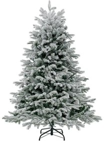 Árvore de Natal artificial com luzes LED brancas quentes e base de montagem fácil - 146 cm verde e branco