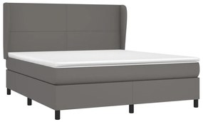 Cama com molas/colchão 180x200 cm couro artificial cinza