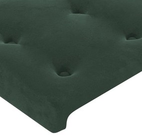 Cabeceira de cama c/ LED veludo 80x5x118/128 cm verde-escuro