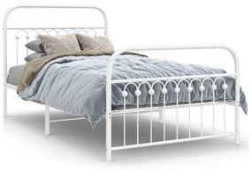 Estrutura de cama com cabeceira e pés 100x190 cm metal branco