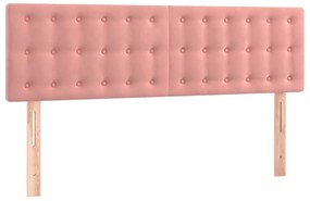 Cabeceira de cama c/ luzes LED veludo 144x5x78/88 cm rosa