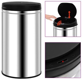 Caixote do lixo com sensor automático 60 L aço inoxidável