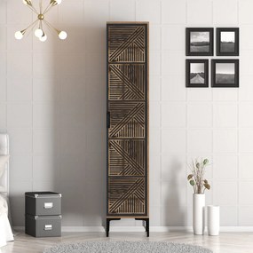 Roupeiro Kumsal P – Nogueira e Antracite – 40x47,5x201,4 cm