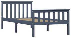 Estrutura de cama 100x200 cm madeira pinho maciço cinzento