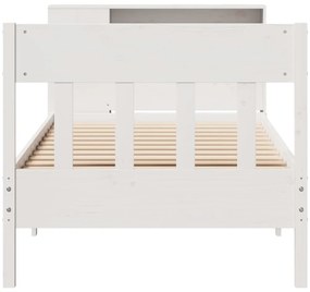 Cama com estante sem colchão 90x190 cm pinho maciço branco