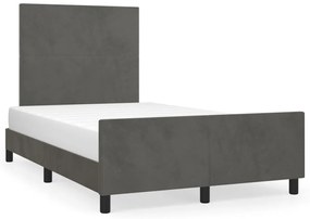 Estrutura de cama c/ cabeceira 120x190 cm veludo cinza-escuro