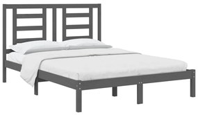 Estrutura de cama dupla 4FT6 135x190 cm pinho maciço cinzento