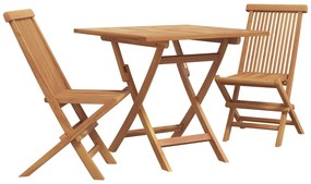 vidaXL Conjunto de Jantar para Jardim 3 pcs Castanho