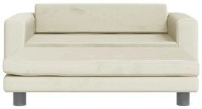Sofá infantil com apoio de pés 100x50x30 cm veludo cor creme