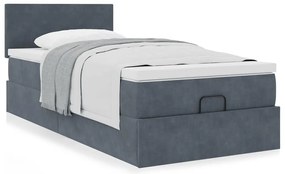 moldura de cama otomana vidaXL com colchão cinza escuro veludo
