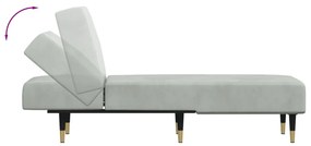 Chaise longue veludo cinzento-claro