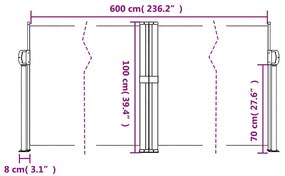 Toldo lateral retrátil 100x600 cm terracotta