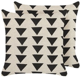 Conjunto de 2 almofadas decorativas com padrão de triângulos em algodão creme e preto 45 x 45 cm  CERCIS Beliani