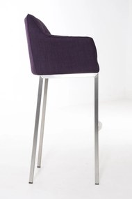 Banco de bar Damaso em tecido com estrutura prateada 64 x 110 x 48 cm Roxo