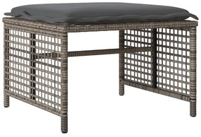 4 pcs conj. sofás de jardim c/almofadões vime PE/vidro cinzento